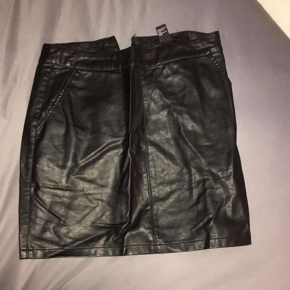 Black leather skirt